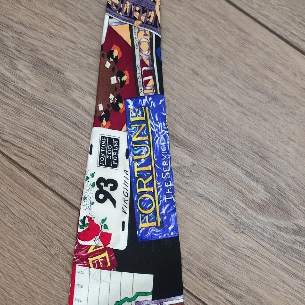 Vtg 90s Nicole Miller Fortune 500 Business Silk Neck‎ Tie Stock Market Financial
